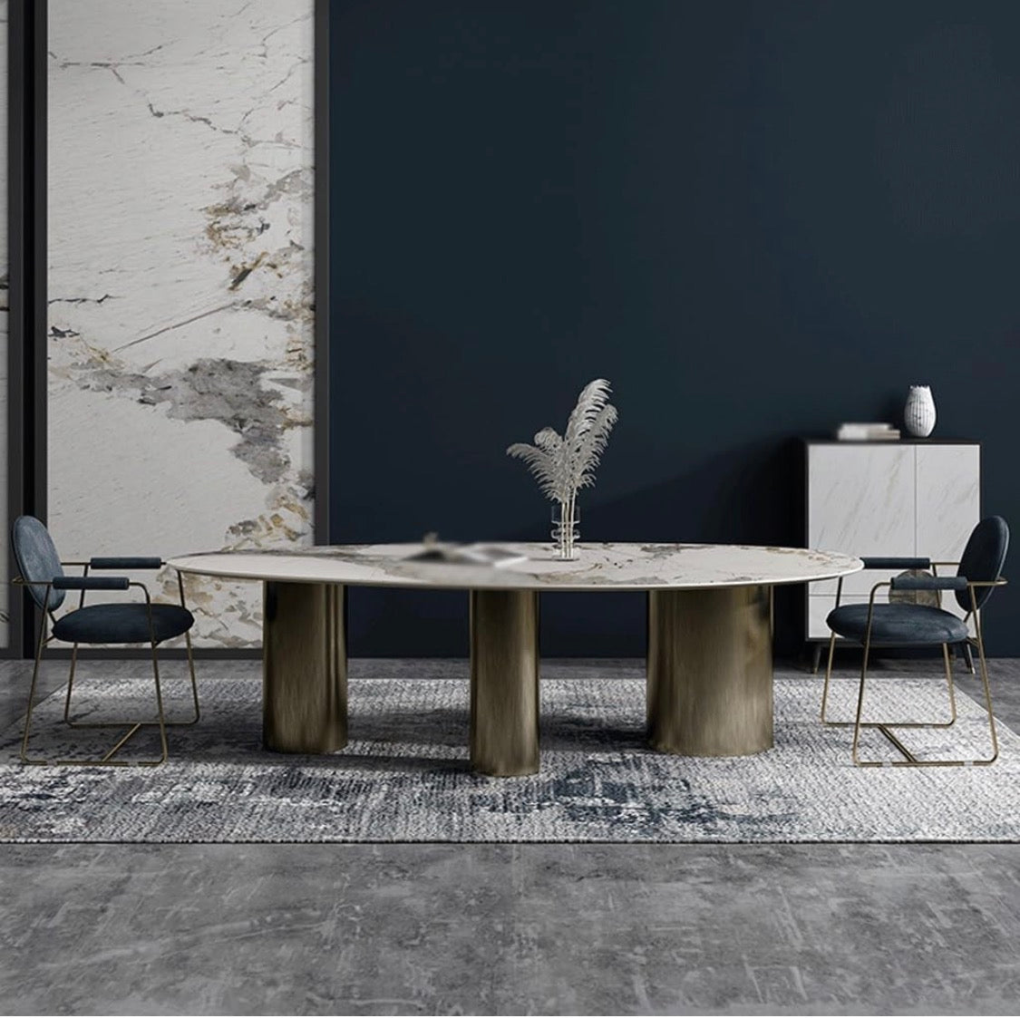 Zuri marble Slate dining table