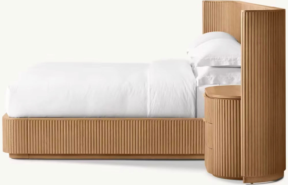 Fluted wooden Bed Set