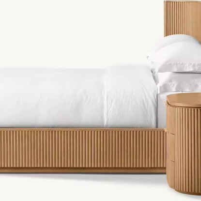 Fluted wooden Bed Set