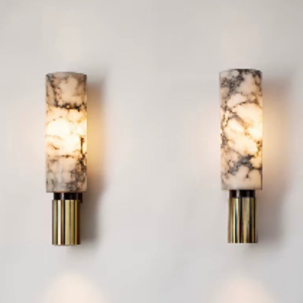 Cylindrical Copper Alabaster Wall Sconce set