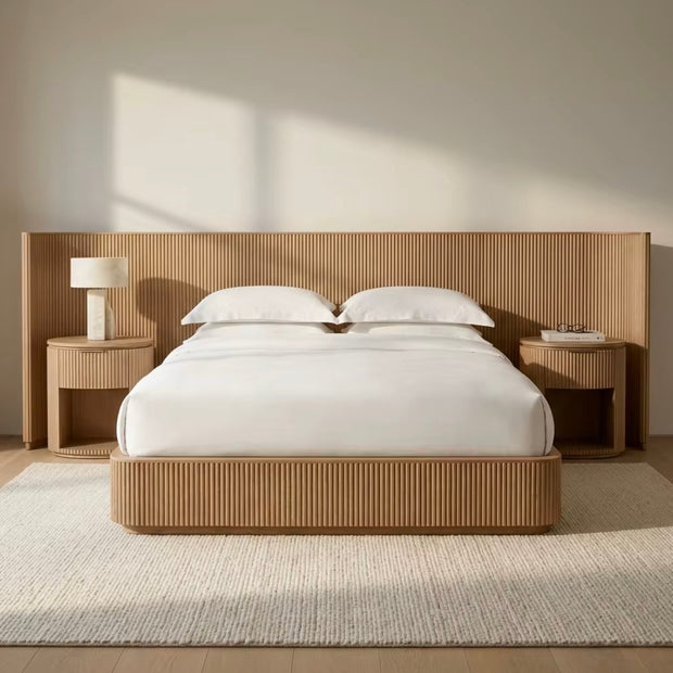 Fluted wooden Bed Set