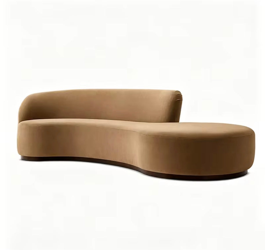 Curved velvet chaise