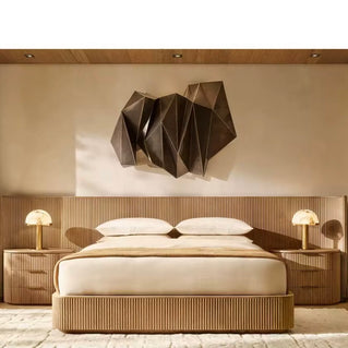 Fluted wooden Bed Set