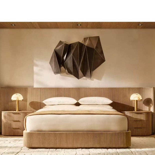 Fluted wooden Bed Set