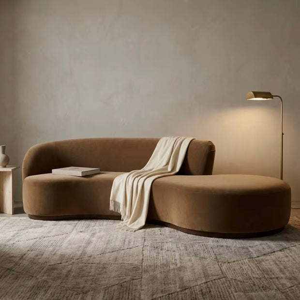 Curved velvet chaise