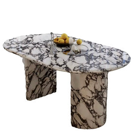 Oval marble slab dining table