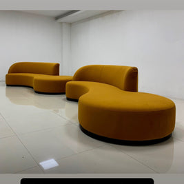 Curved velvet chaise